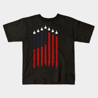 Fighter jets with USA american flag 4th of July celebration Kids T-Shirt